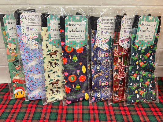 Holiday-Themed Dreamers N Schemers Riding Socks