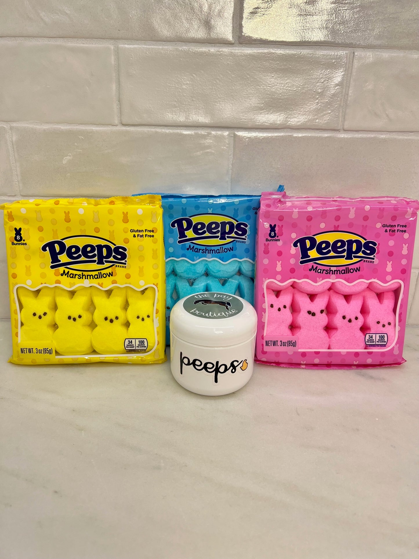 Peeps Scented Leather Balm and Peeps marshmallow set